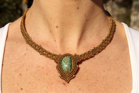 Handmade Andean Opal Macrame Tiara And Necklace With Little Etsy España