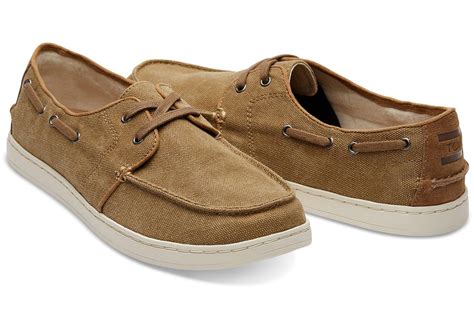 Lyst Toms Toffee Washed Canvas Mens Culver Boat Shoes For Men