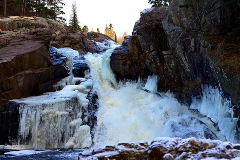 Wallpaper Waterfall Rock Snow Winter River Canon Canada