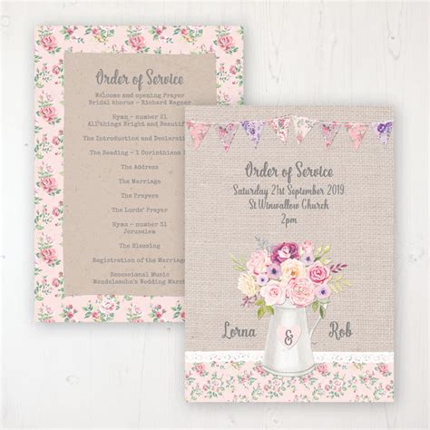 Floral Blooms Order Of The Day Card Sarah Wants Stationery