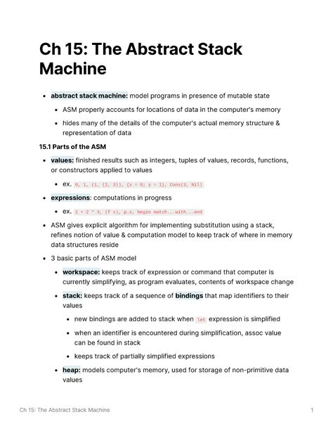 Ch 15 The Abstract Stack Machine Ch 15 The Abstract Stack Machine
