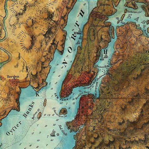 Revolutionary War Map Of New York 1776 77 Framed