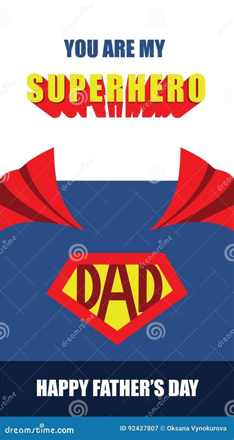 Día De Padres Feliz Tarjeta Del Vector Del Papá Del Super Héroe