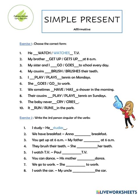 English Simple Present Tense Worksheet Adding S To Verbs 2 Artofit