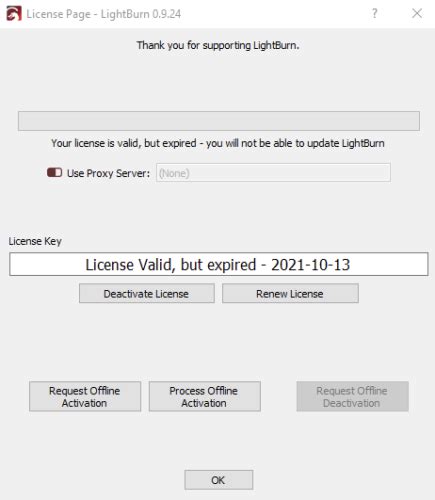 Lightburn Using A License With Expired Updates Darkly Labs