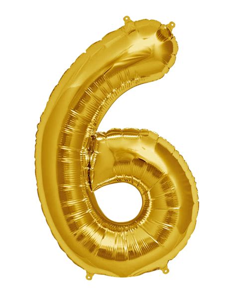 Foil Balloon Number 6 Gold Gold Colored Helium Balloon Horror
