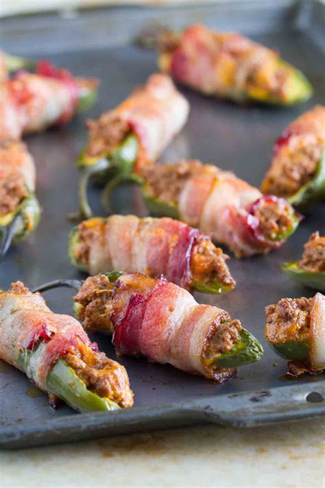 Bacon Wrapped Jalapeno Poppers With Taco Filling Taste And Tell