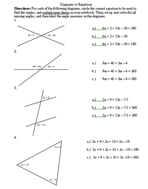 Angles Formed By A Transversal Worksheet Answer Key