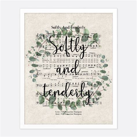 Softly And Tenderly Vintage Hymn Wall Art Print Biblical Sheet Etsy