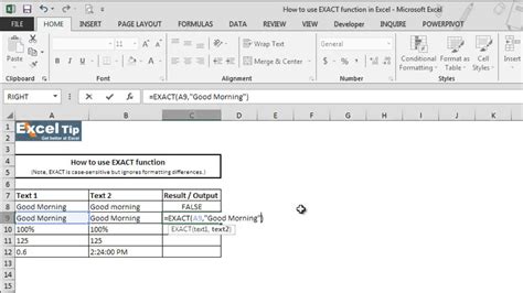How To Use Exact Function In Excel Youtube