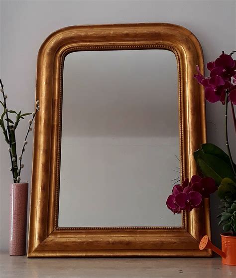 Miroir ancien doré à la feuille d'or, miroir mural de style Louis ...