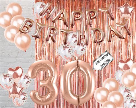 30th Birthday Party Rose Gold Photo Booth Balloon Backdrop Etsy