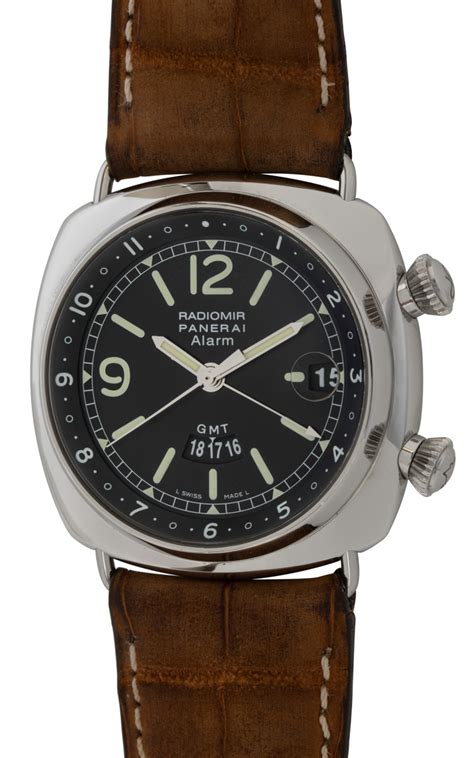 Panerai Radiomir Gmt Alarm Pam 98 Sold Out Black Dial On Brown