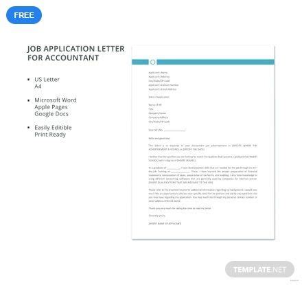 Sample cover letter for accountant. Free Job Application Letter Template For Accountant | Job application letter template, Resume ...