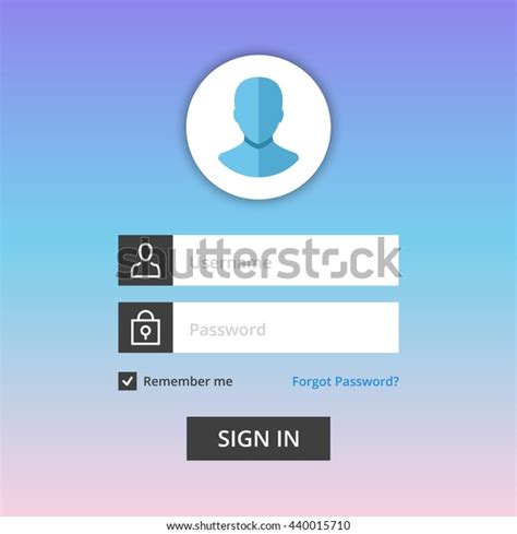 Vector Login Form Template User Login Stock Vector Royalty Free 440015710