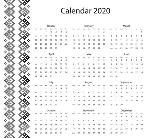 Simple Calendar Set For 2020 2030 Years Simple Editable Vertical