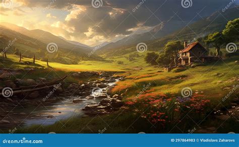 In the Village, Nestled Amid Green Hills, Silence is only Disrupted by