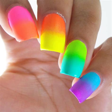 Neon Multicolor Ombre Nails Nail Art Ombre Ombre Nails Spring Nails