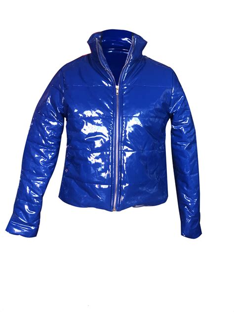 2020 fashion winter patent leather bubble coat women zipper waterproof cotton padded red puffer