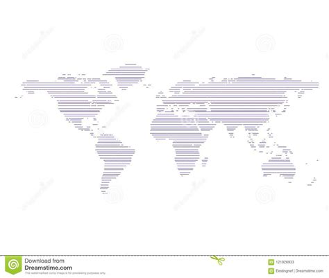 Abstract Striped World Map Isolated On White Background Vector Stock