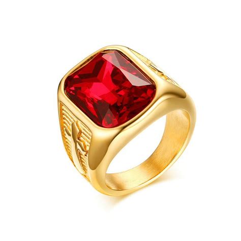 Hombres Anillo Mm Acero Inoxidable Agua Roja Anillo De Acero