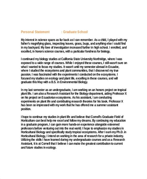 How To Makecreate A Personal Statement For Grad School Templates