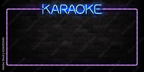 Vector Realistic Isolated Neon Sign Of Karaoke Frame Logo For