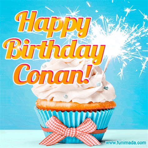 Happy Birthday Conan Elegant Cupcake With A Sparkler