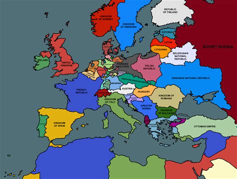 Map Of Europe Post Ww1 United States Map Europe Map