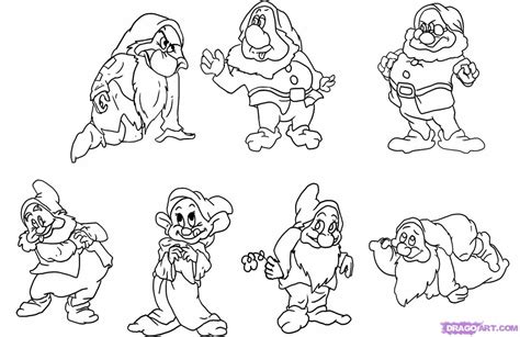 Beautiful snow white coloring page to print and color. Snow White and seven dwarfs | Ajina WP