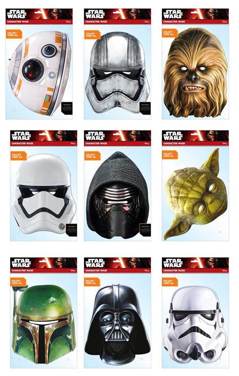 Star Wars Official 2d Card Party Face Masks Variety 9 Pack In Stock