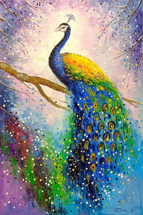 A Magnificent Peacock Paintings Impressionism Animals Botanical