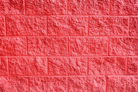 Painted Red Cinder Block Wall Texture Picture Free Photograph