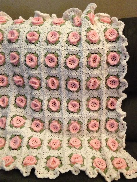 3d Rose Crocheted Baby Afghan Baby Afghan Crochet Crochet Baby