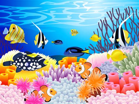 Art Vector Underwater Ocean Sea Color Tropical Coral Reef