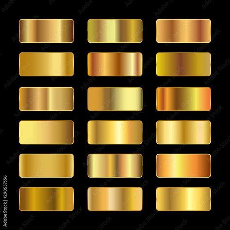 Vecteur Stock Ingots Of Gold Set Of Gold Gradients Golden Squares