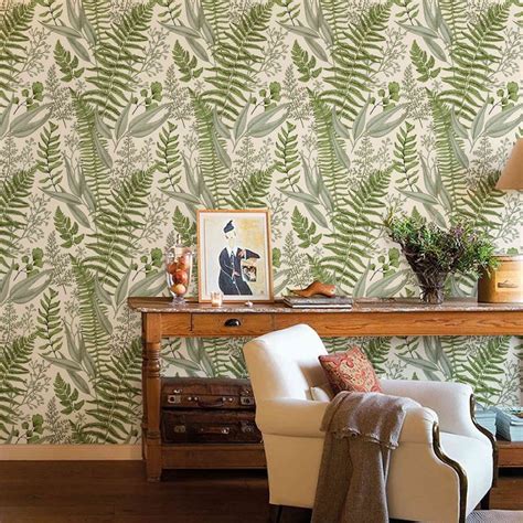 Botanical Greenery Peel And Stick Wallpaper Fern Wallpaper Etsy Uk