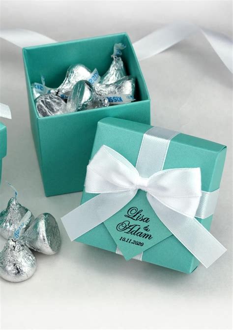 Wedding Favor Boxes With Satin Ribbon Bow And Your Names Elegant