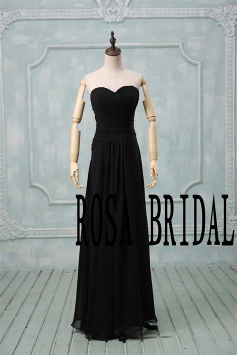 Black Bridesmaid Dress Sweetheart Chiffon Bridesmaid Dress Cheap