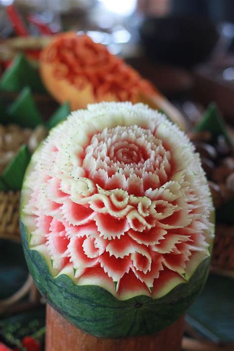 Try Your Hand At The Traditional Art Of Thai Fruit Carving Fruit Carving Food Carving Food