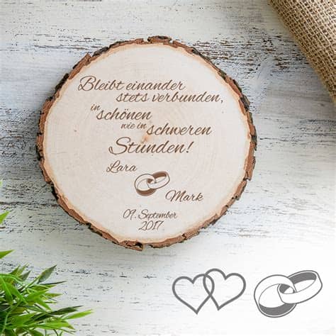 Eine hochzeit ist eine einzigartige begebenheit, die geradezu ganz besondere hochzeitswünsche verlangt. Individuelle Baumscheibe zur Hochzeit - Bleibt verbunden