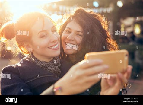 Two Women Taking Selfie Hi Res Stock Photography And Images Alamy