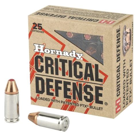 Hornady Critical Defense 9mm Luger Ammunition 25 Rounds Flex Tip