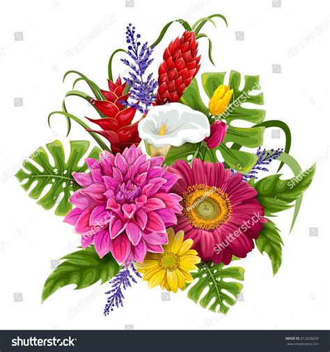 Vector Design Of Colorful Vintage Flower Bouquet For Invitation And