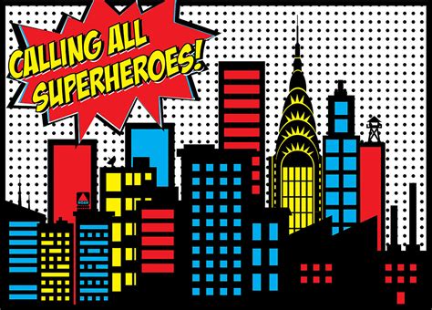 Superhero Cartoon City Vinyl Studio Backdrop Photo Background