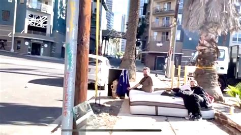 Downtown Los Angeles High Rise Residential Harbor Fwy Homeless Camps