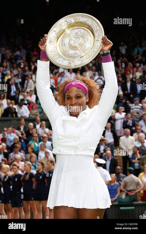Serena Williams Usa With Trophy Wimbledon 2012 England Stock Photo