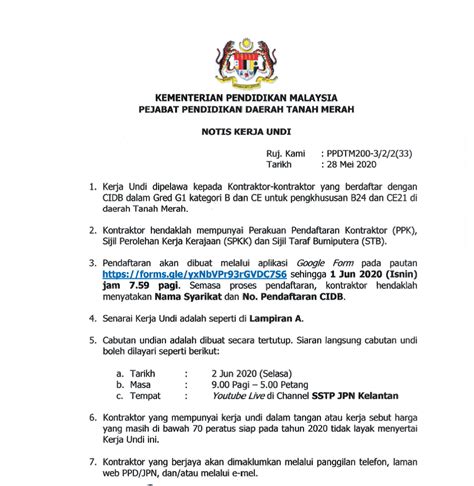 Maybe you would like to learn more about one of these? Notis Kerja undi - PPD Tanah Merah