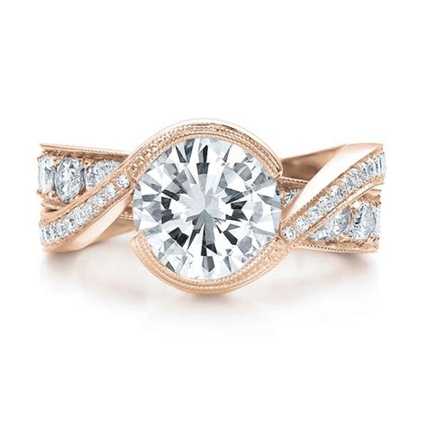 18k Rose Gold Custom Interlocking Diamond Engagement Ring 100615