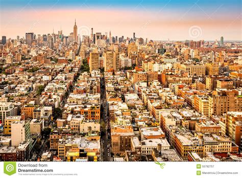 Aerial View Of New York City Avenues Converging Towards
